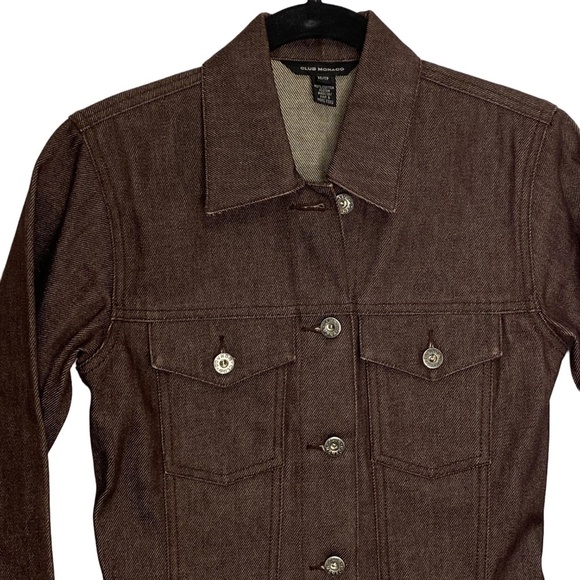 NWOT CLUB MONACO Cropped Denim Aubergine Vampire Diaries Goth Edgy Jacket XS - Picture 10 of 16